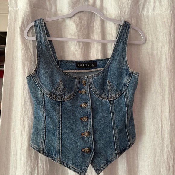 Lioness/Princess Polly denim button down top size small - Picture 1 of 2